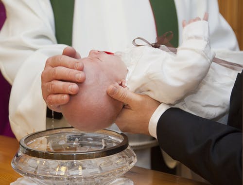 Mother Priest Baby Baptismal Font Water